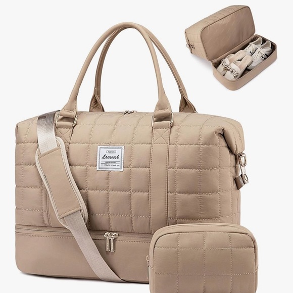 Travel Beige Quilted Women's Bag Set - Never used! - Picture 1 of 13